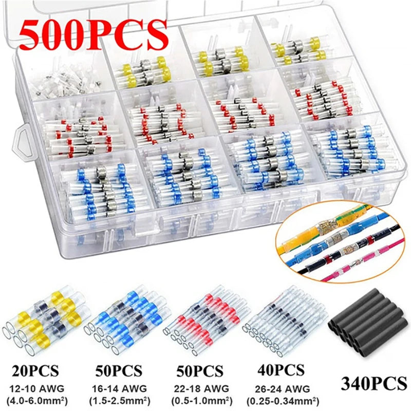 50-800Pcs Automotive Marine Solder Seal Wire Connectors Heat Shrink Solder Butt Insulated Connectors Solder Connector Kit