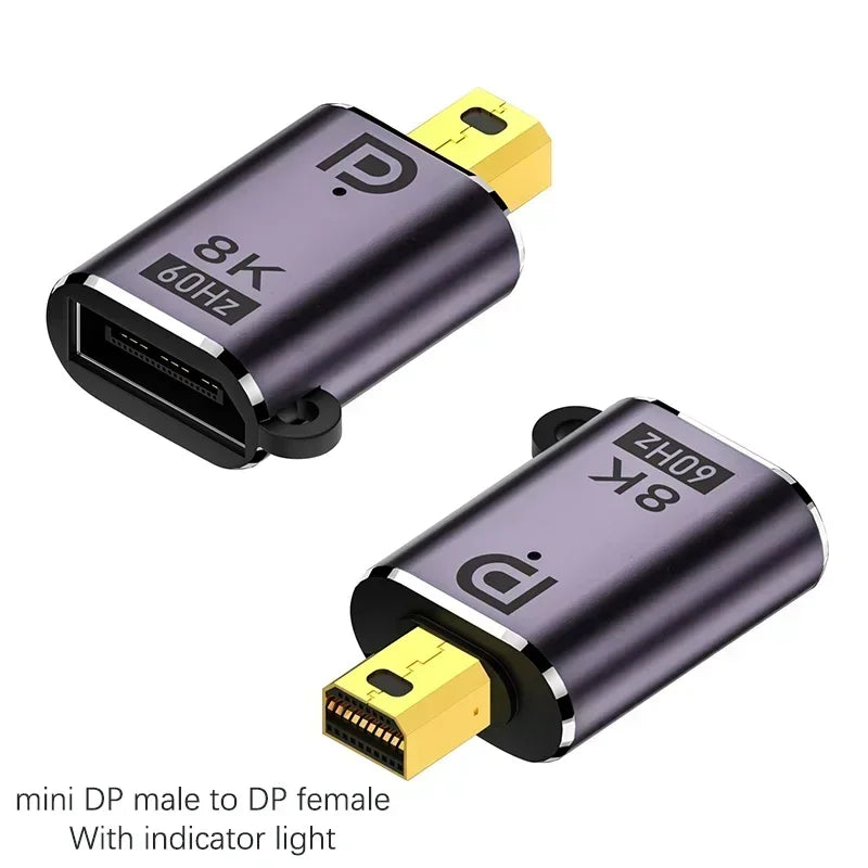 8K Mini DP Displayport 1.4 Adapter Converter 8K 60Hz 4K 144Hz DP to Mini DP Male to female Connector Extender for PC Laptop TV