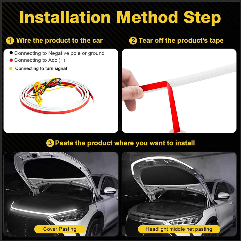 180cm LED Daytime Running Light Car Hood Decorative Lights D