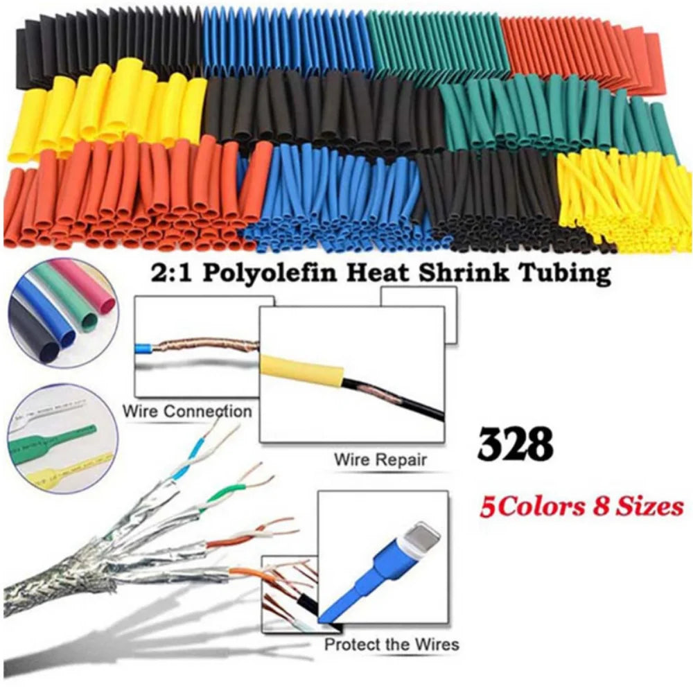 328/127/580PCS Heat Shrink Tubing Kit 2 1 Shrinkable Wire Sh