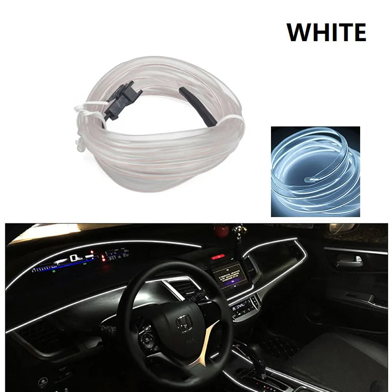 10m/3m/5m Neon LED Car Interior Lighting Strips Auto LED Strip Garland EL Wire Rope Car Decoration lamp Flexible Tube 12V