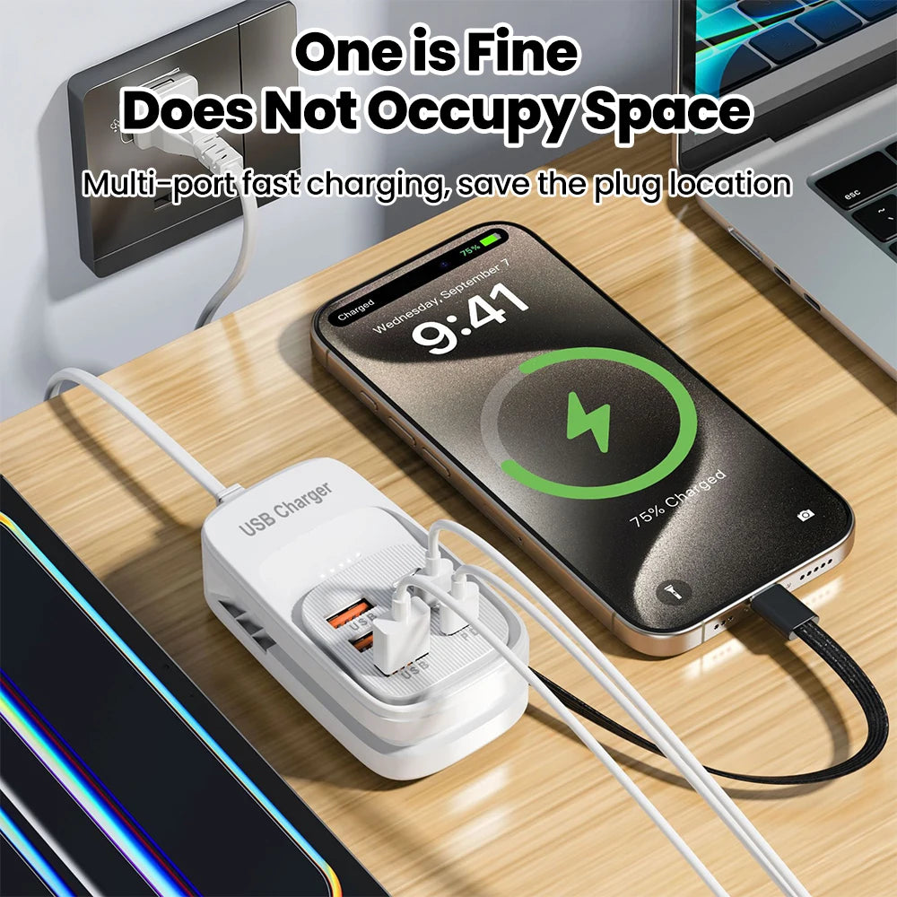 6 in 1 Multi Port USB Charging Station 3PD 3USB Desktop Powe