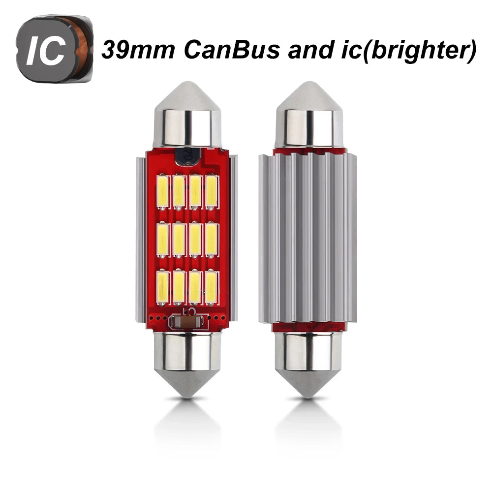 10pcs Canbus New IC 12V C5W C10W Led Bulb 31mm 36mm 39mm 41mm Car Festoon Light Interior Dome Reading Lights 6000K Pure White