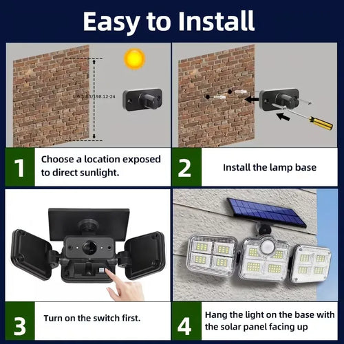 1 PACK Outdoor Motion Sensor Lamp 4-Head Solar Power Light 1
