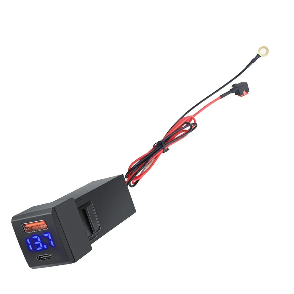 PD 48W USB C QC3.0 Port Car Charger 12/24V Voltmeter LED Waterproof Power Adapter For Toyota Quick Charging Car Accessories