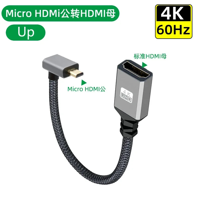 4K60Hz HDMI Male To Female Extension Cable Micro/Mini HDMI-Compatible adapter left/right/up/down Extender Wire Cord