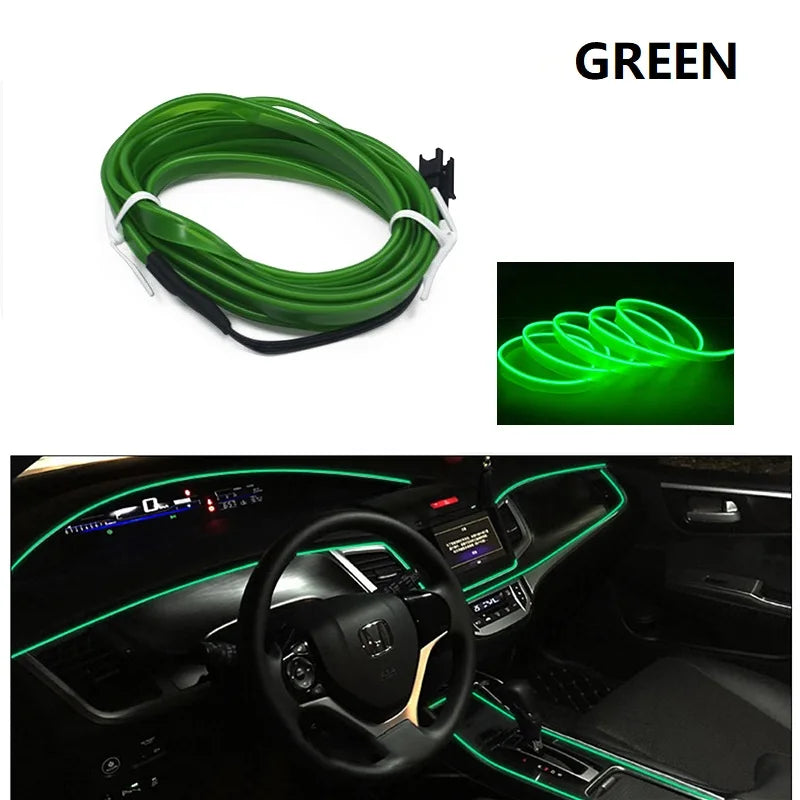 10m/3m/5m Neon LED Car Interior Lighting Strips Auto LED Strip Garland EL Wire Rope Car Decoration lamp Flexible Tube 12V