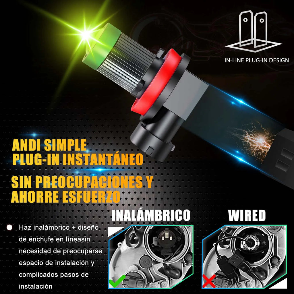 2Pcs New H11 LED H8 H9 Fog Light H7 Lens White Yellow Lemon 