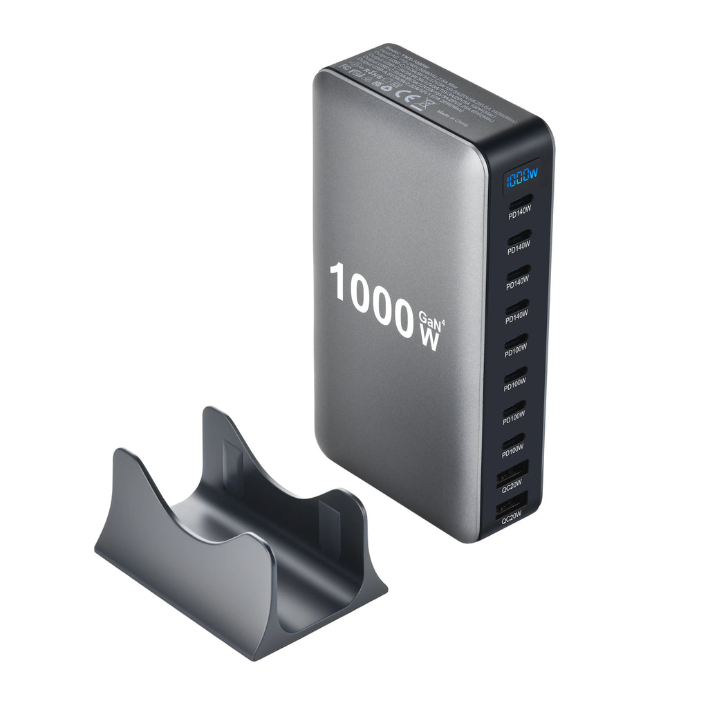 2026 New 1000W GaN Fast Charger PD3.1 USB Type C 10-Port Des