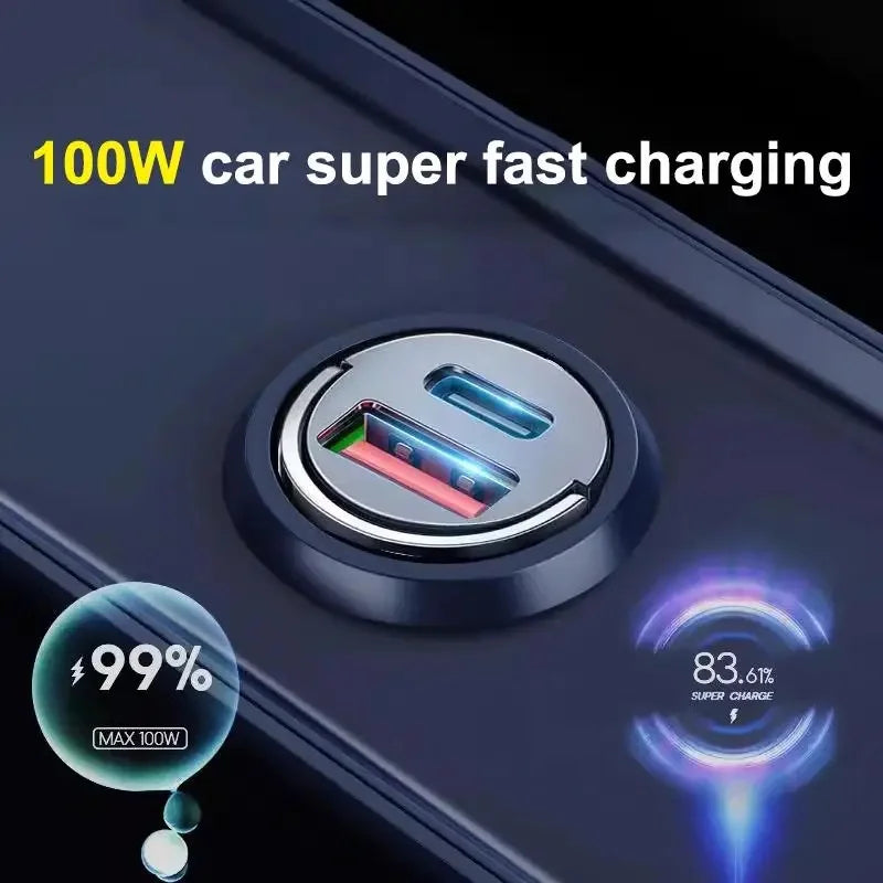 2026 New Dual Port USB C Car Charger Max 100W Fast Charging 