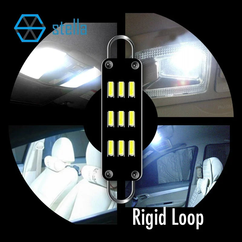 STELLA 2pcs LED Rigid Loop 44mm Festoon C5W Car Interior Bul