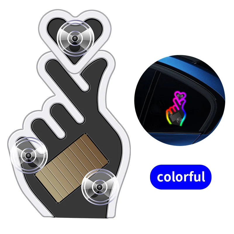 Solar Power Led Finger Heart Shaped Led Ambient Light Suction Cup USB Room Partty Atmosphere Breath Lamp Car Window Neon Light