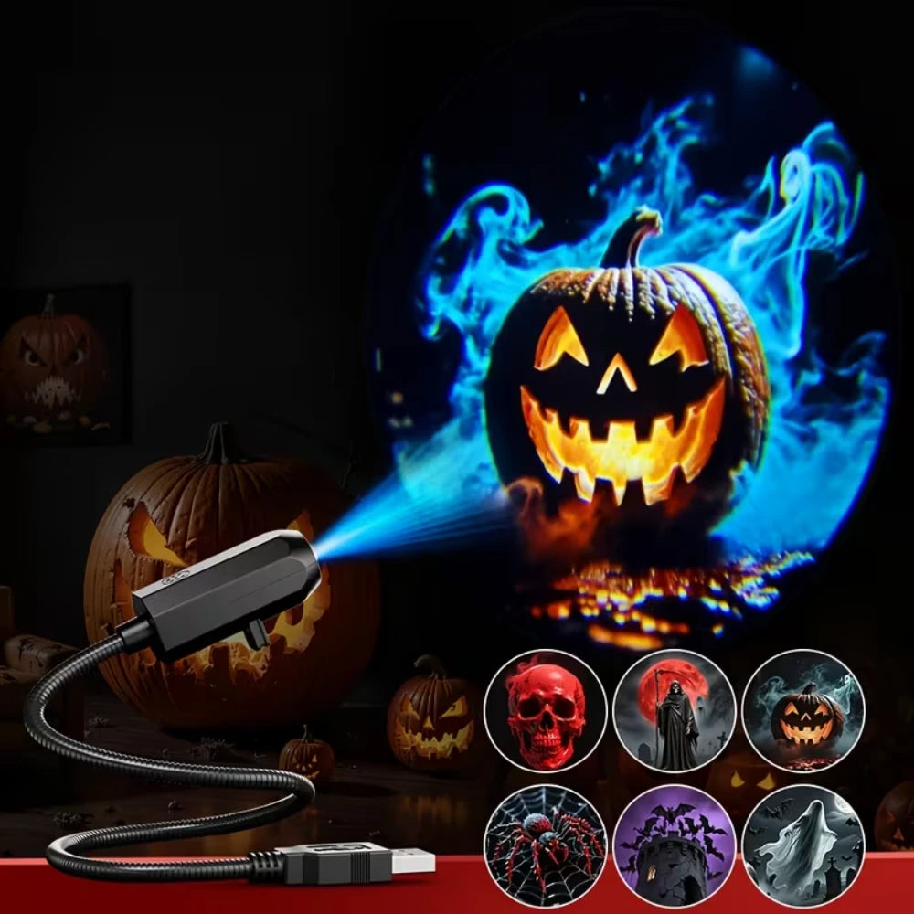 Halloween Projector Light 6 Patterns Mini LED Spooky Project