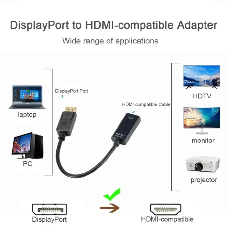 DP to HDMI Adapter 4k DisplayPort to HDMI Converter Male to 