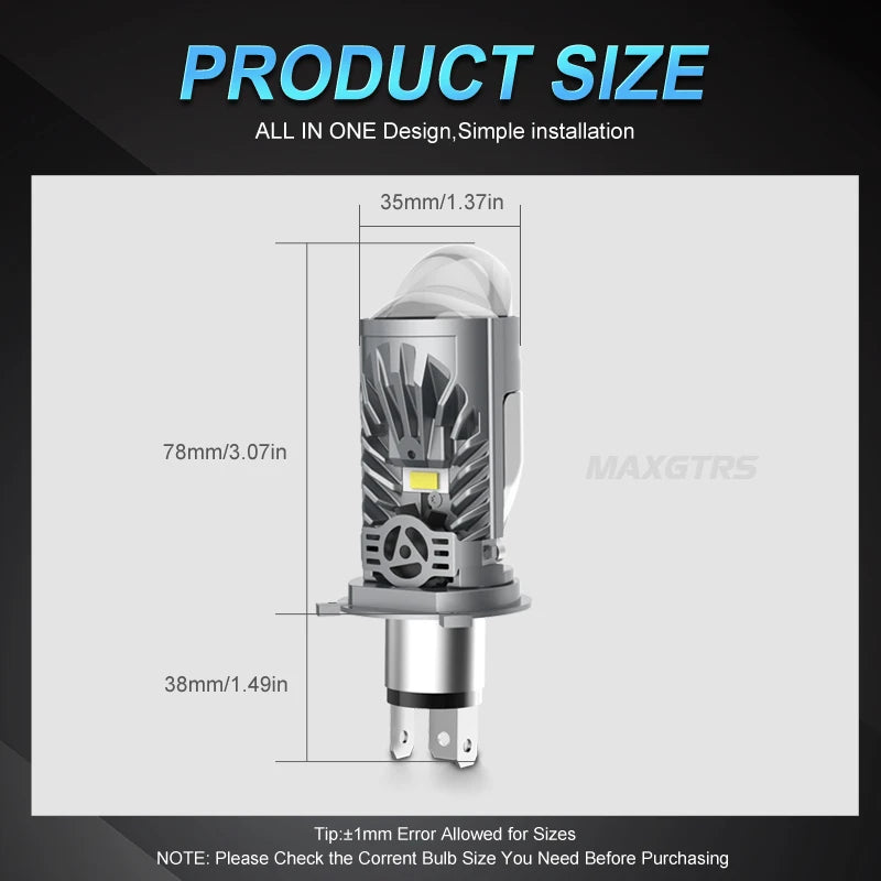 55W H4 LED Hi-lo Mini Projector Lens Headlight Bulb Kit Conv