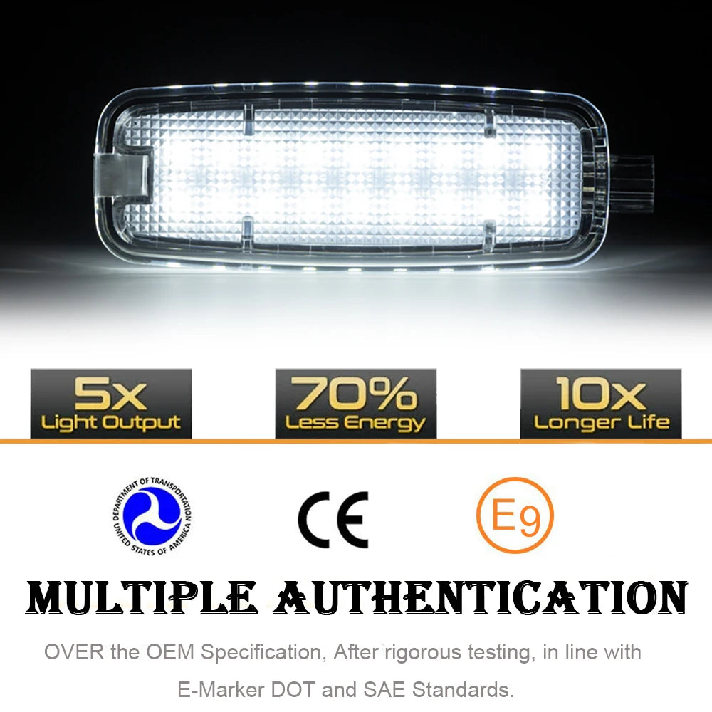 2Pcs LED Interior Sun Visor Vanity Mirror Light Car Front Do