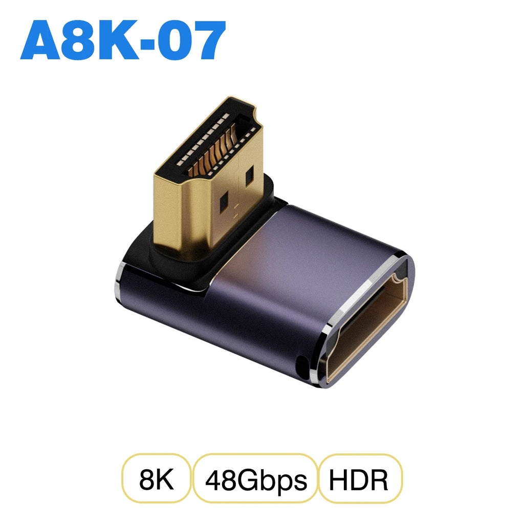 NNBILI 8K HDMI-compatible 2.1 Cable Connector Adapter 270 90 Degree Angle 2 Pcs Male To Female Converters Cable Adaptor Extender