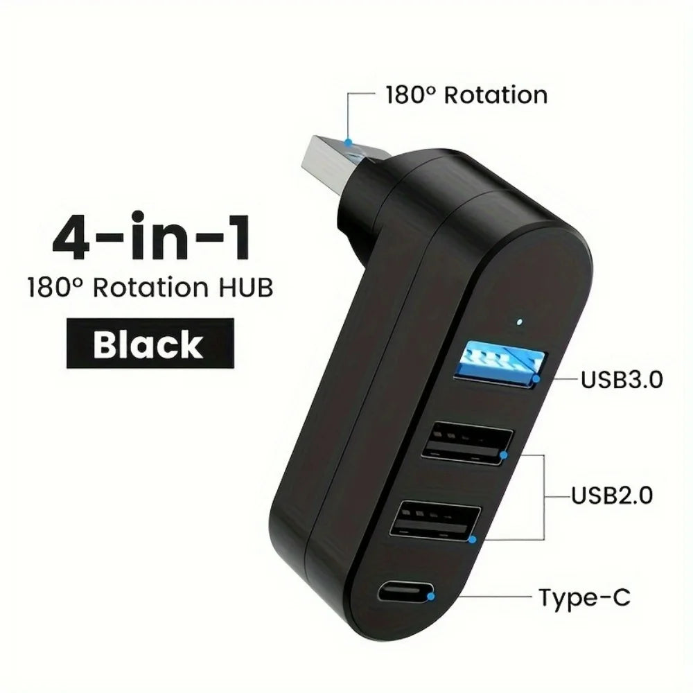 180 Rotatable U Disk Splitter Adapter 3/4 Ports Type C USB High Speed Data Transfer Mini USB 3.0/2.0 Hub For Laptop MacBook PC