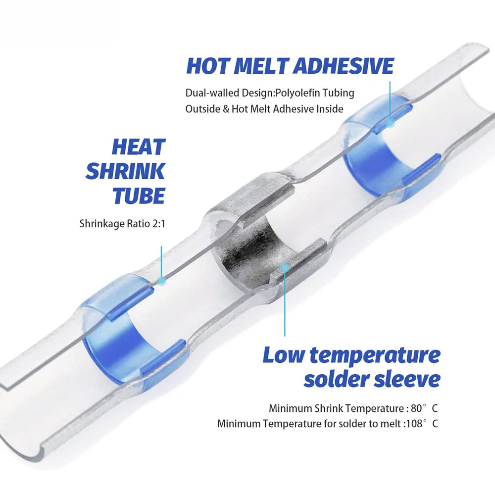 Heat Shrink Butt Crimp Terminals Waterproof Solder Seal Elec