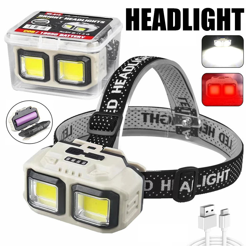 Powerful LED Induction Headlamp 4 Lighting Modes Type-C Char