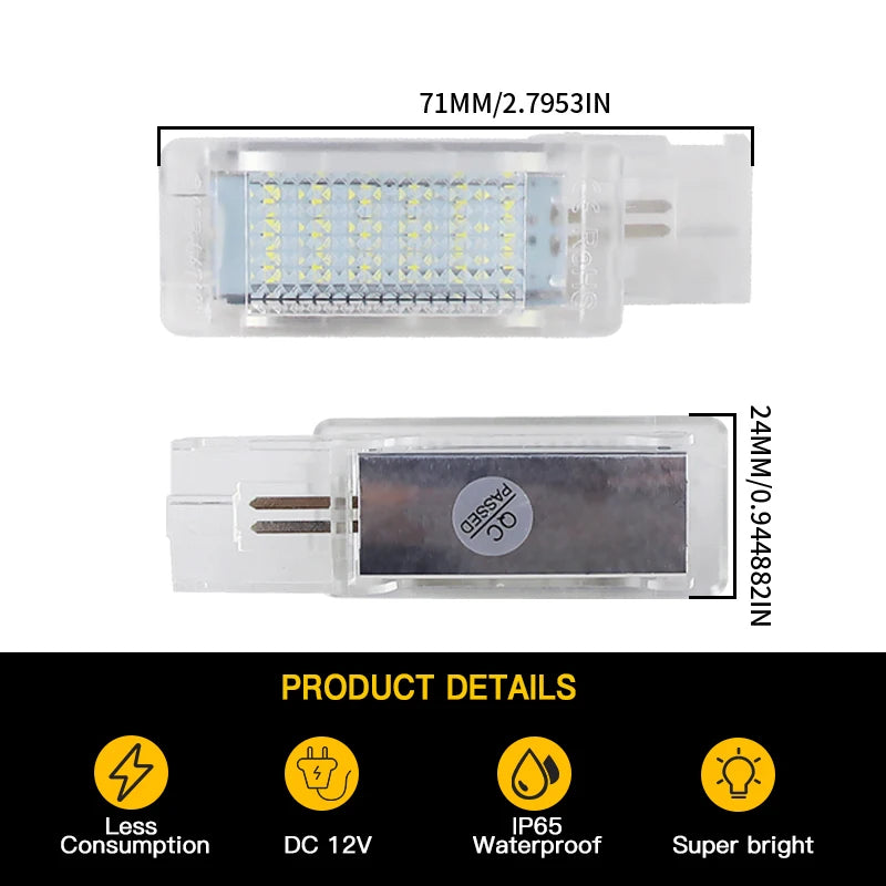 2pcs White LED Footwell Door Interior Light for VW Seat Alha