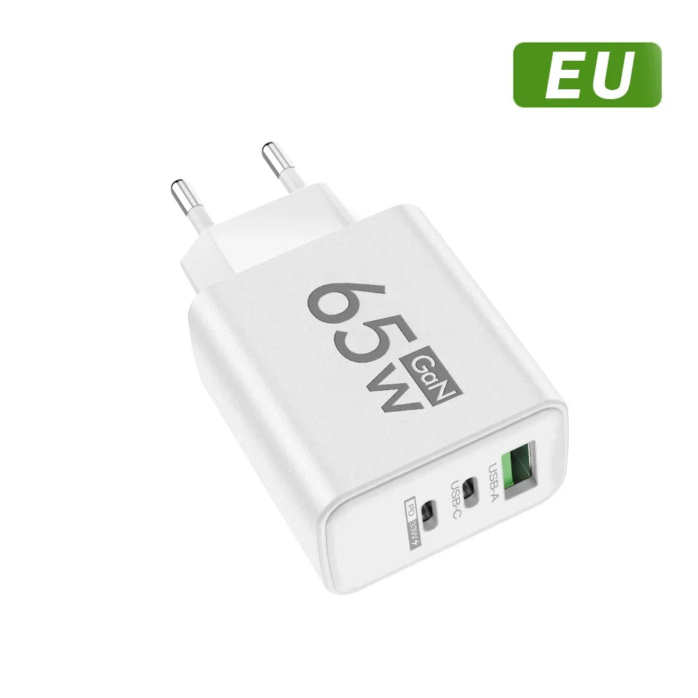 65W USB Type C Charger PD Fast Charging Mobile Phone Quick Charge Charger For iPhone Xiaomi Samsung Huawei Travel Power Adapter