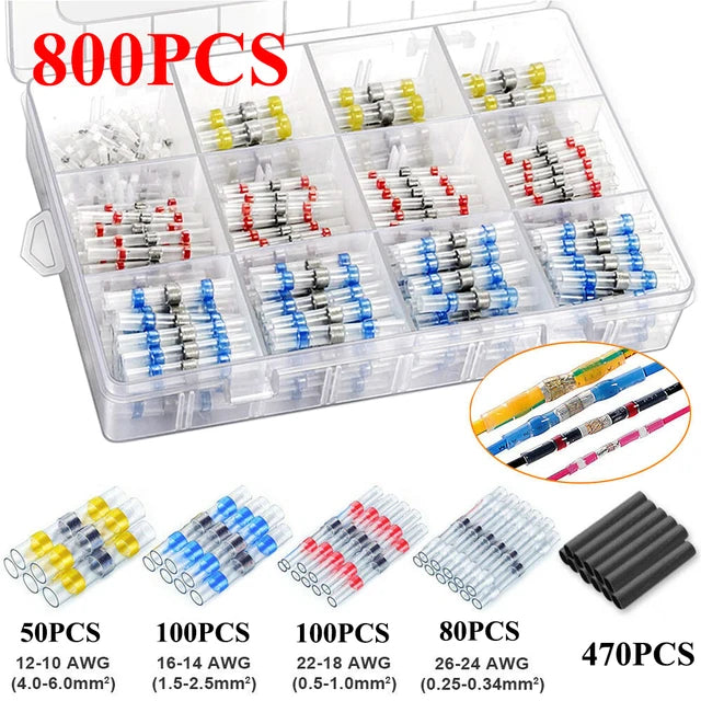 Heat Shrinkable Wire Connectors SST21 Waterproof Sleeve AWG22-18 Butt Electrical Splice Tinned Solder Seal Terminal