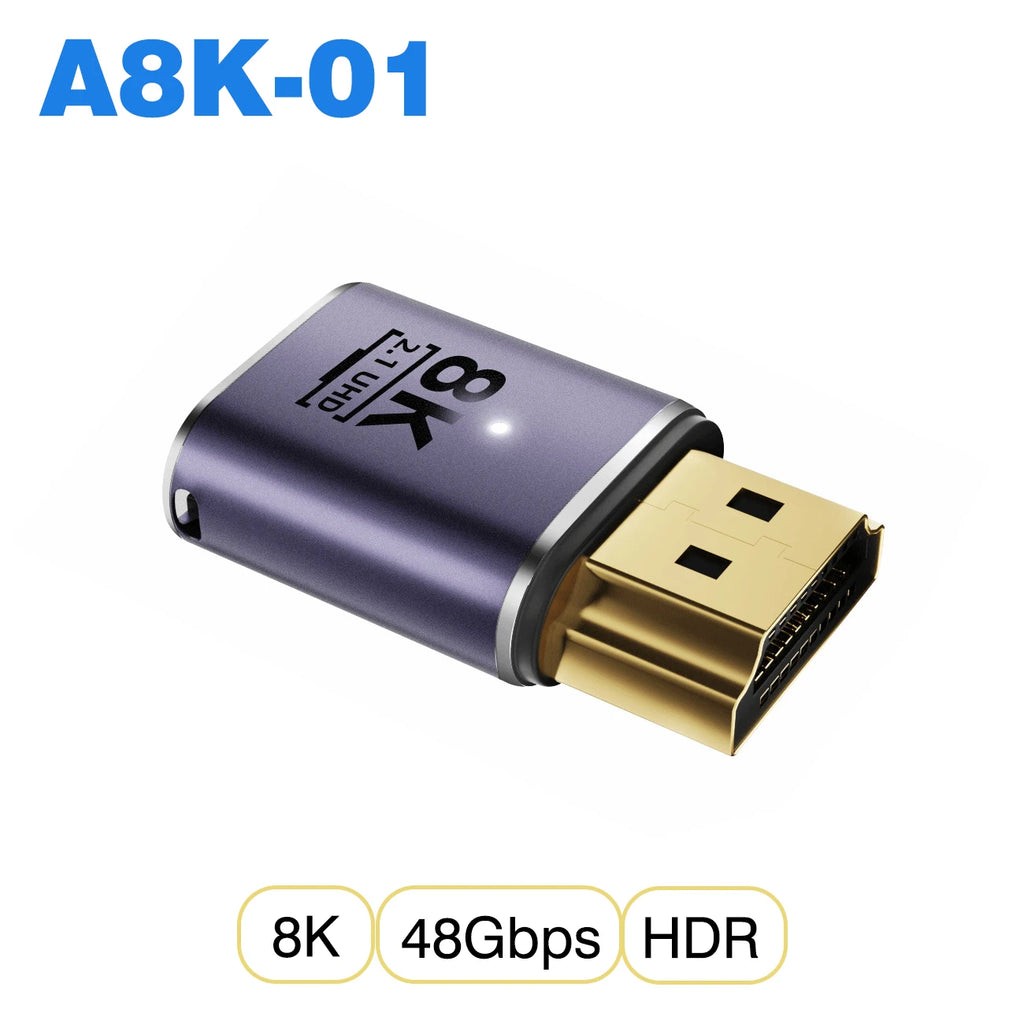 NNBILI 8K HDMI-compatible 2.1 Cable Connector Adapter 270 90 Degree Angle 2 Pcs Male To Female Converters Cable Adaptor Extender