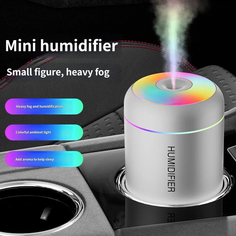 USB Mini Humidifier Quiet Large Mist Colorful Ambient Light 
