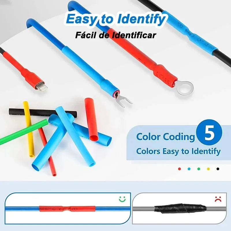 1160/580/164PCS Heat Shrink Tubing Kit Wire Shrinking Wrap C