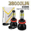 28000LM 4-Sided LED Car Headlight Bulbs COB 6500K 12V 9012 9