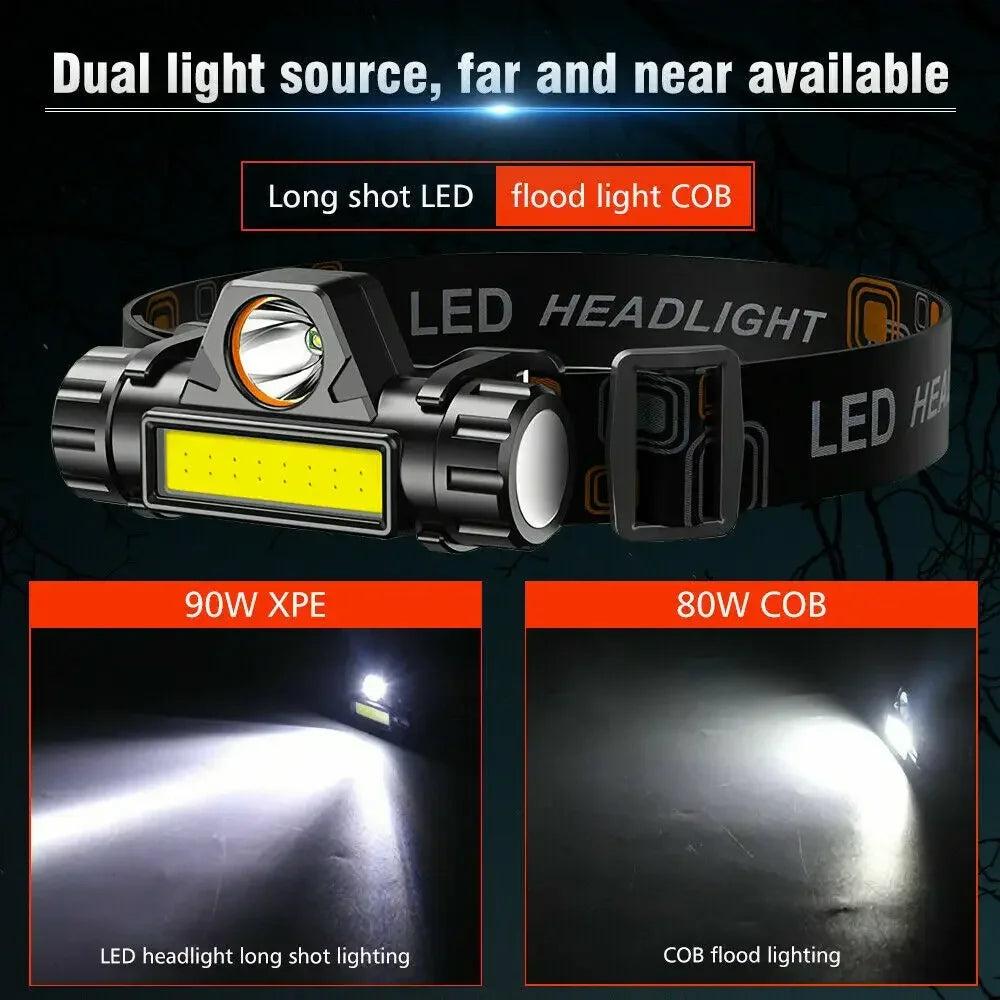1-5PCS Rechargeable COB LED Headlamp Strong Magnetic Powerfu