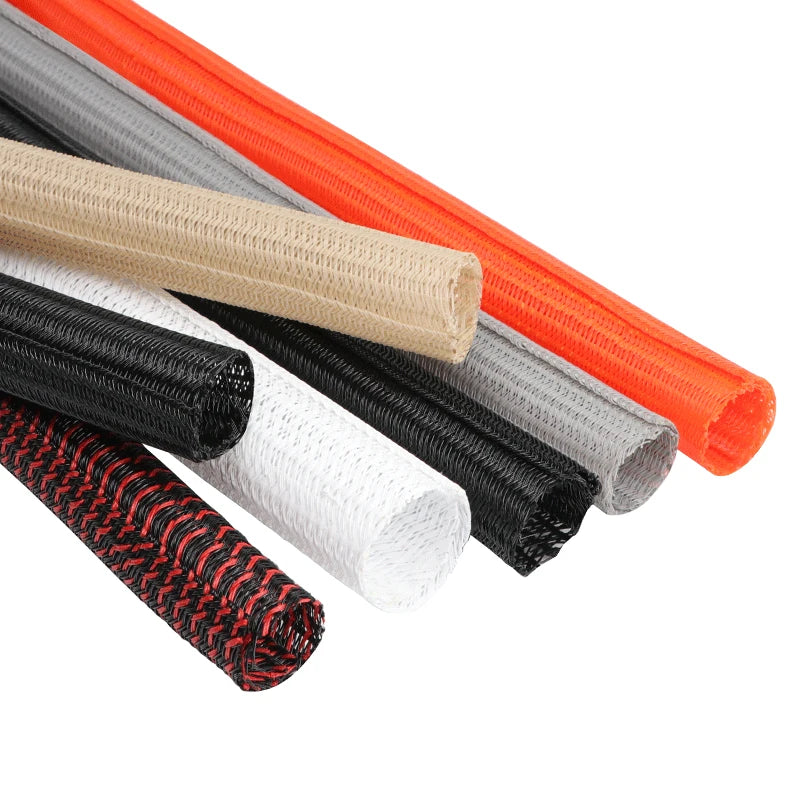 3/8meters PET Braided Cable Sleeve 3mm 32mm Self-Closed Shea