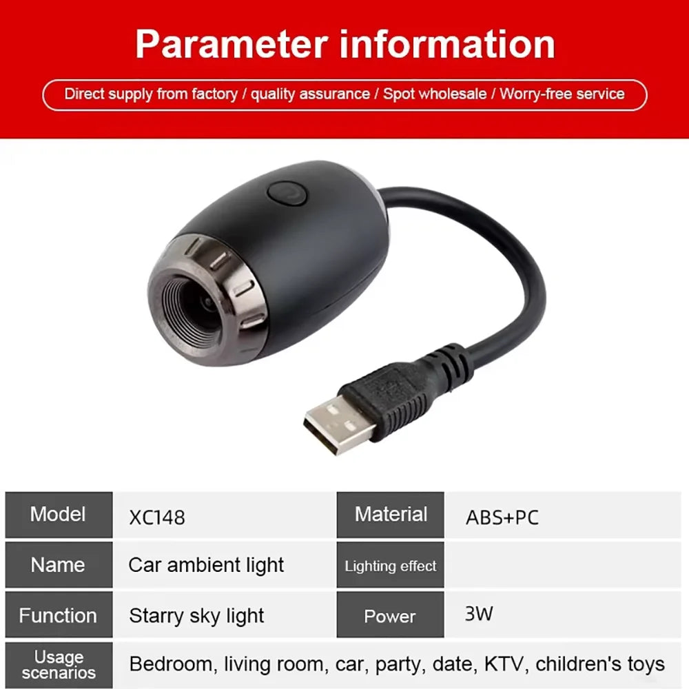 USB Car Atmosphere Projector Light Car Interior Ambient Ligh