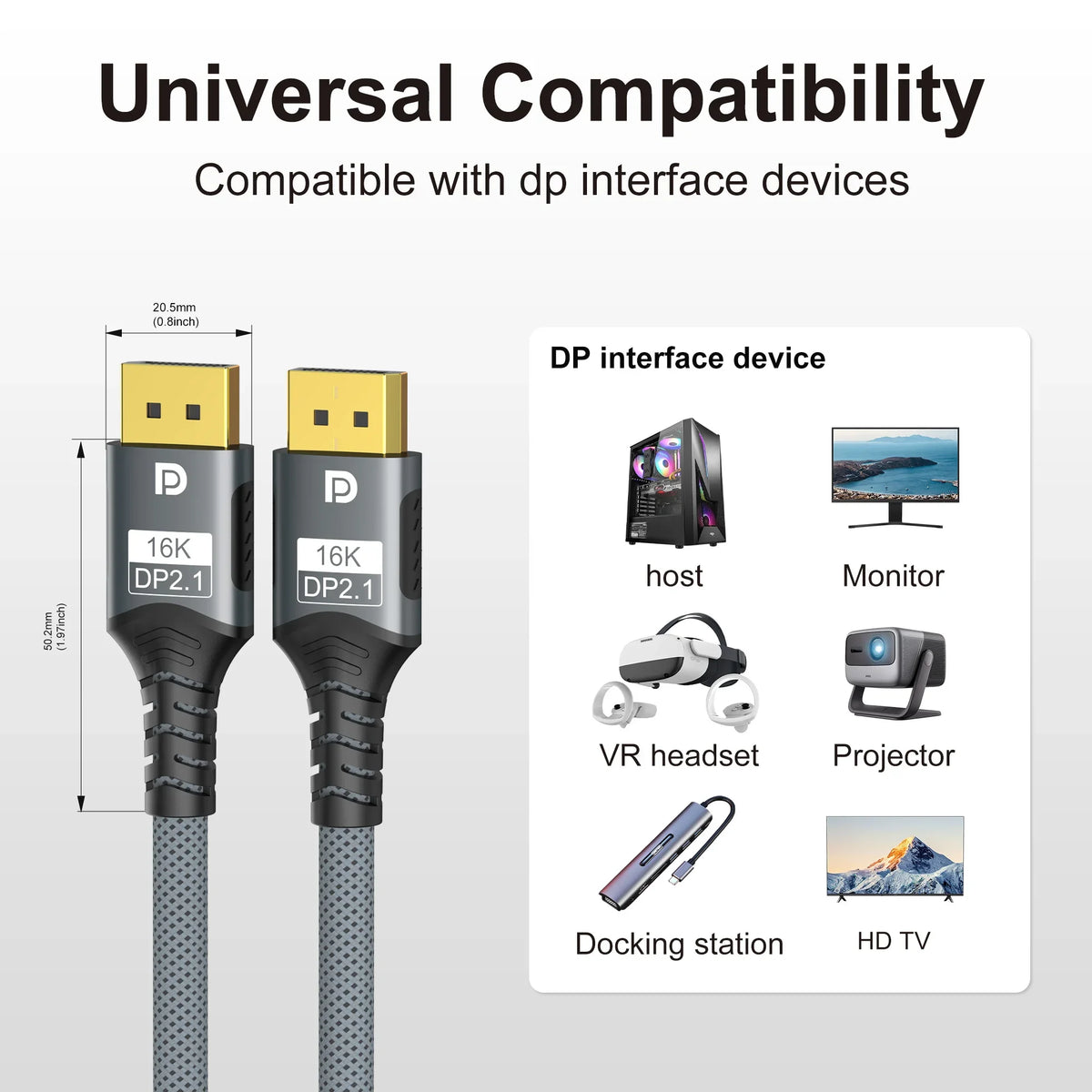 DisplayPort to DisplayPort Cable DP to DP Cable Supports 8K 
