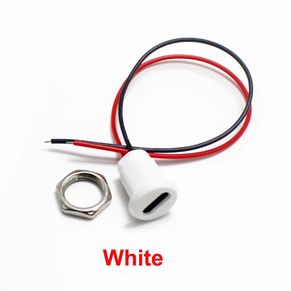 1-10PCS 2Pin USB-C Connector Type-C Waterproof Nut Locking Panel Mounting TPC Waterproof Fast Charging Jack Port