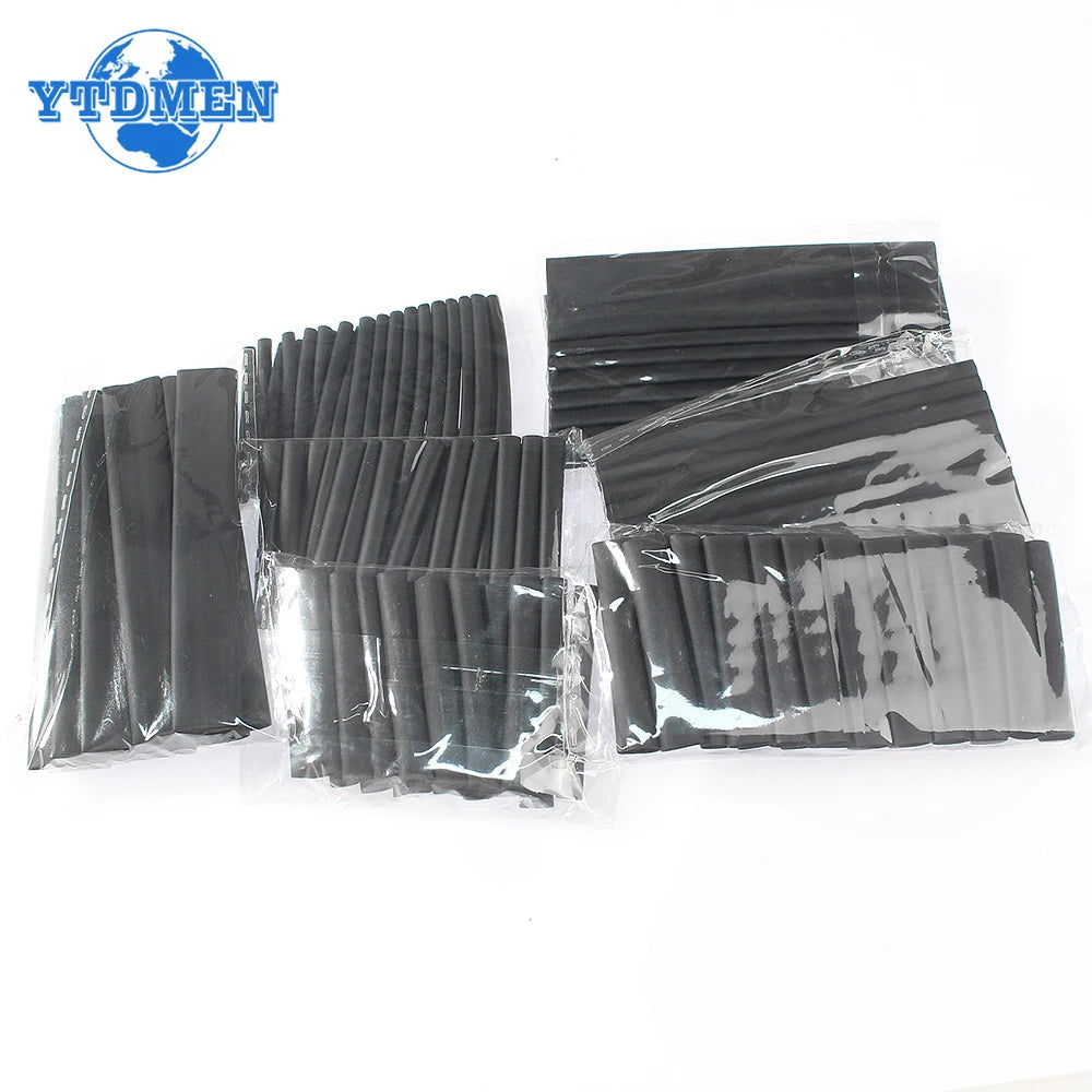 127pcs Heat Shrink Tubing 2 1 Black Thermoresistant Tube Car