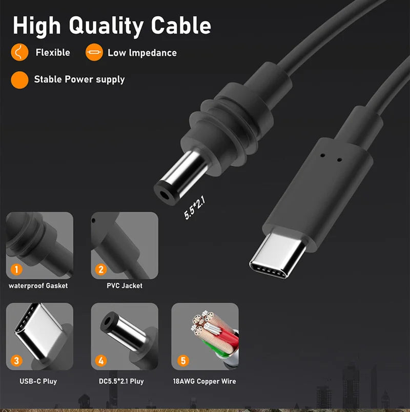 100W 20V/5A 2M/3m/5m/10M For Starlink Mini DC 5521 55 21 Pow