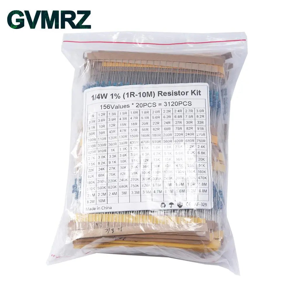 1/4W 1/2W 1W 2W 3W Resistance Set 1% Metal Film Resistor Assortment Kit 1K 820K 0.1R 750R 10K