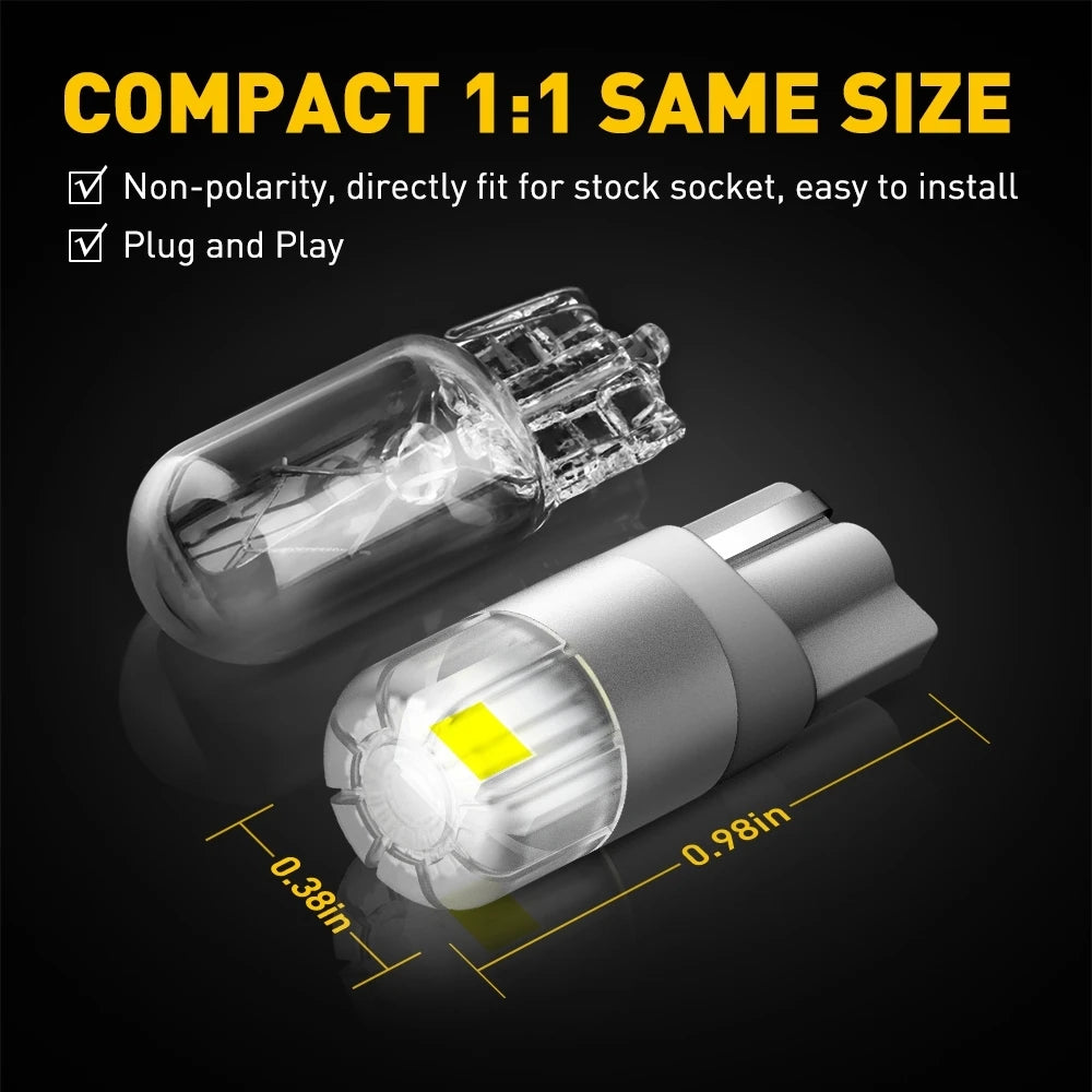 2Pcs AUXITO Car Bulb W5W T10 LED Lamp Canbus 168 194 2824 LE