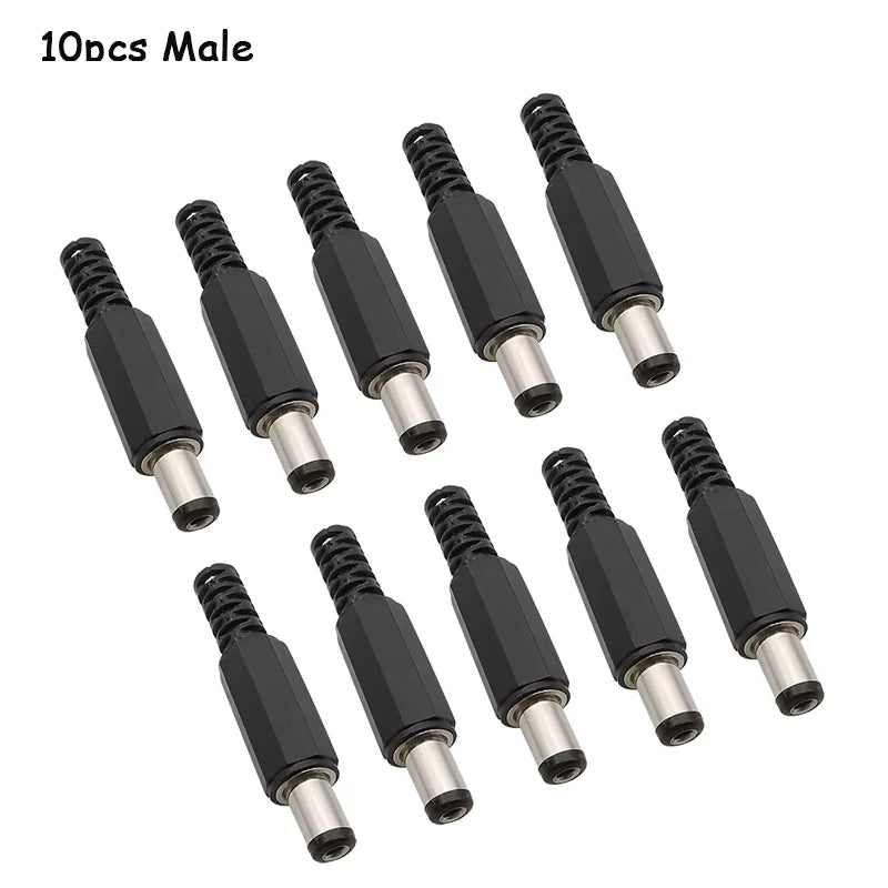 5/10Pairs DC Socket 5.5mm x 2.1mm Female DC Barrel Jack Solder DC Connectors 5.5x2.1mm DC Power Plug Male Female Jack Socket