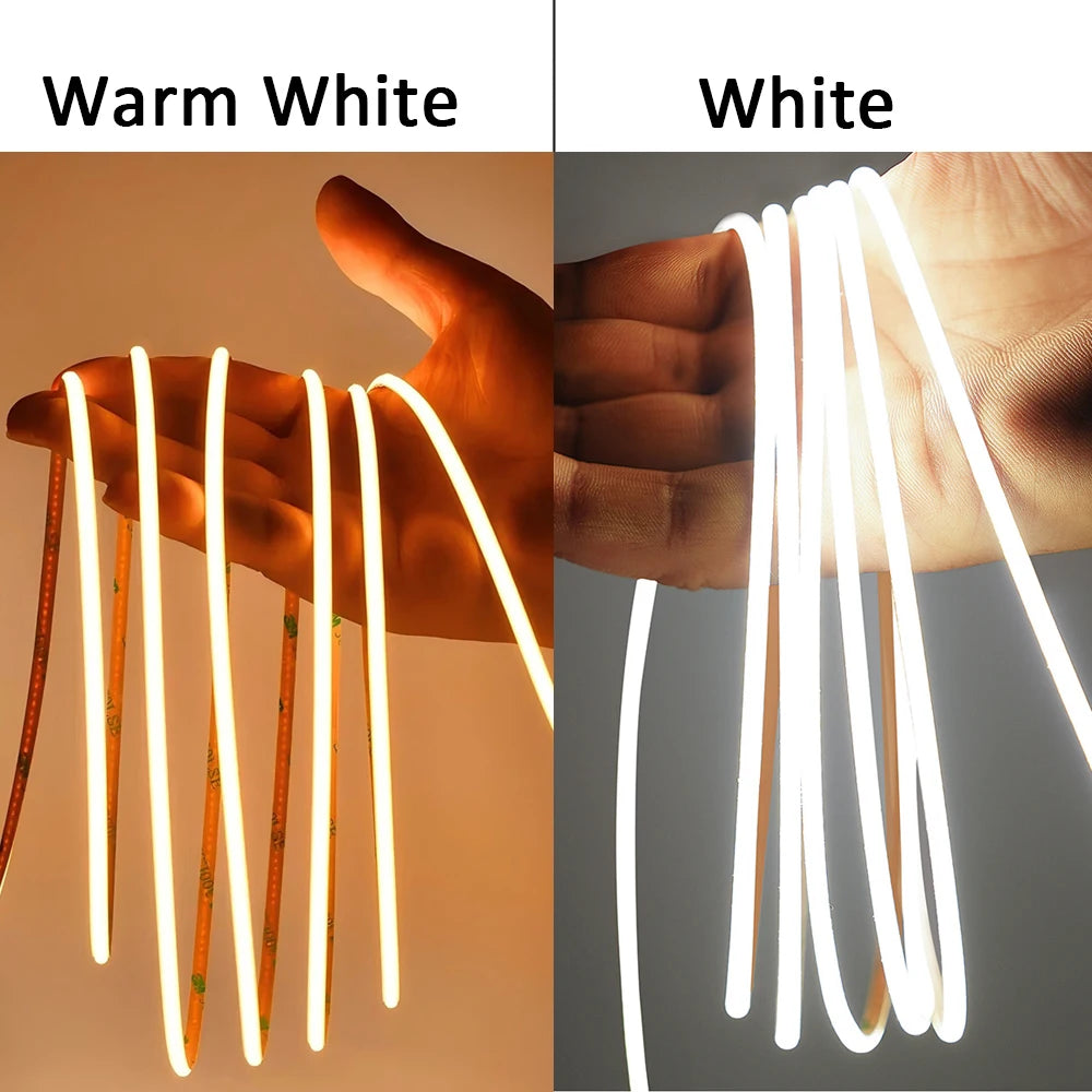 3mm Ultra Thin Led COB Strip USB 5V Flexible Led Strip Light