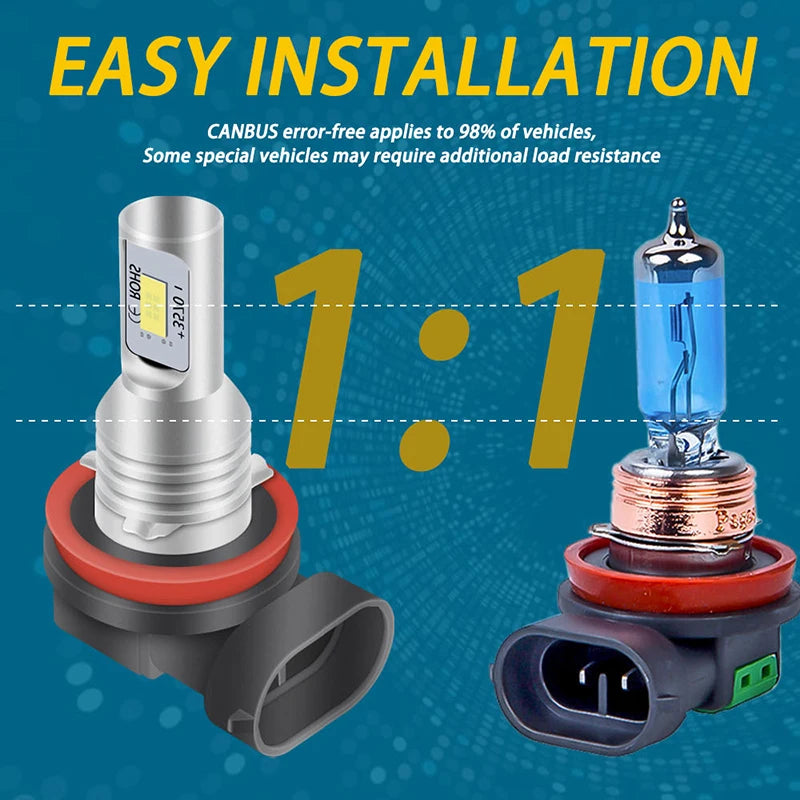 2pcs H7 H1 H8 H9 H11 9005 9006 LED Bulbs HB3 HB4 CSP LED Sup
