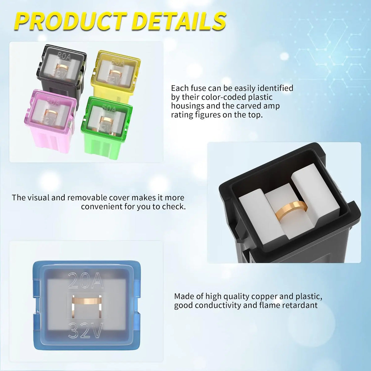 DaierTek 36Pcs Jcase Fuse Automotive Tall/Standard and Low P