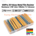 600 Pcs Assorted Metal Film Resistor Kit 30 Values 1/4W Resi