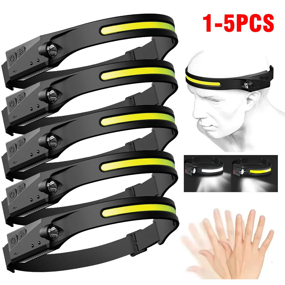 Induction Headlamp LED Head Flashlight USB Rechargeable Head