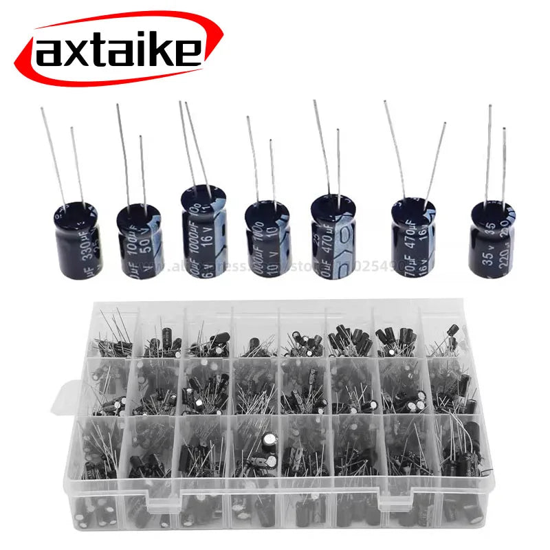 120/200/500pcs Radial Capacitors Set 12 15 24 Values 16V 25V