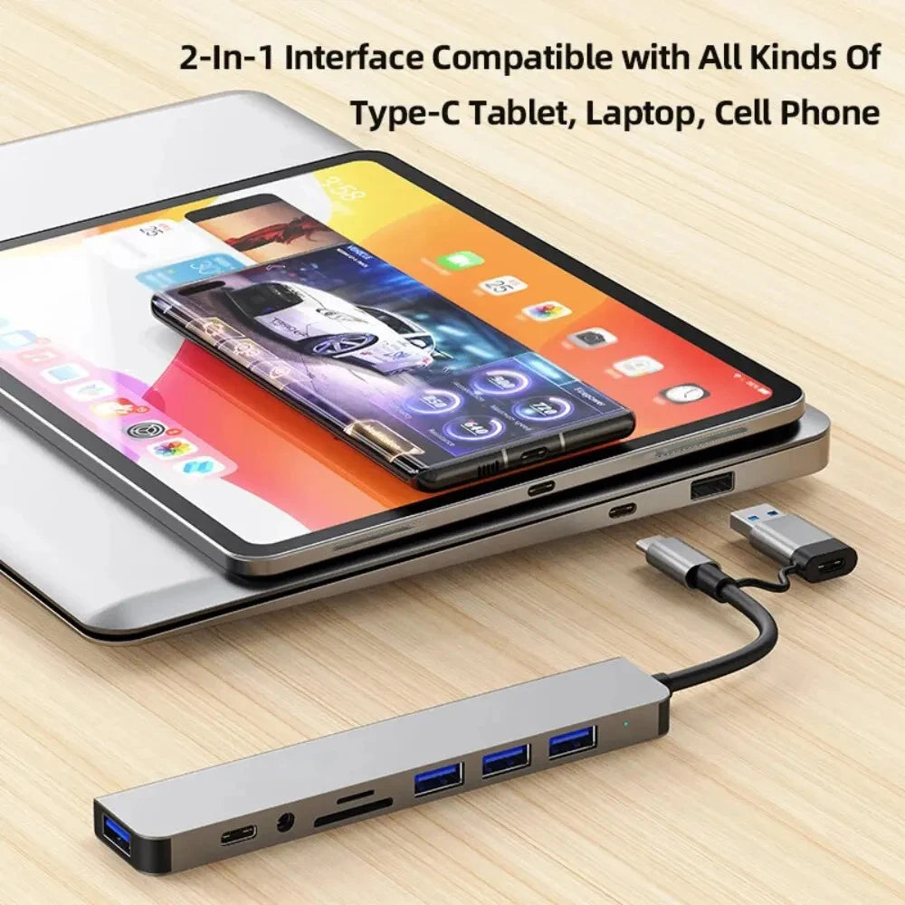 USB C Hub 3 0 Aluminum 7 in 1 USB Extender Splitter with 1 U