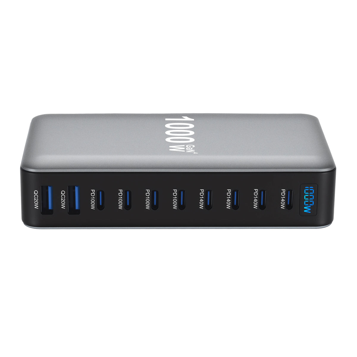 2026 New 1000W GaN Fast Charger PD3.1 USB Type C 10-Port Des