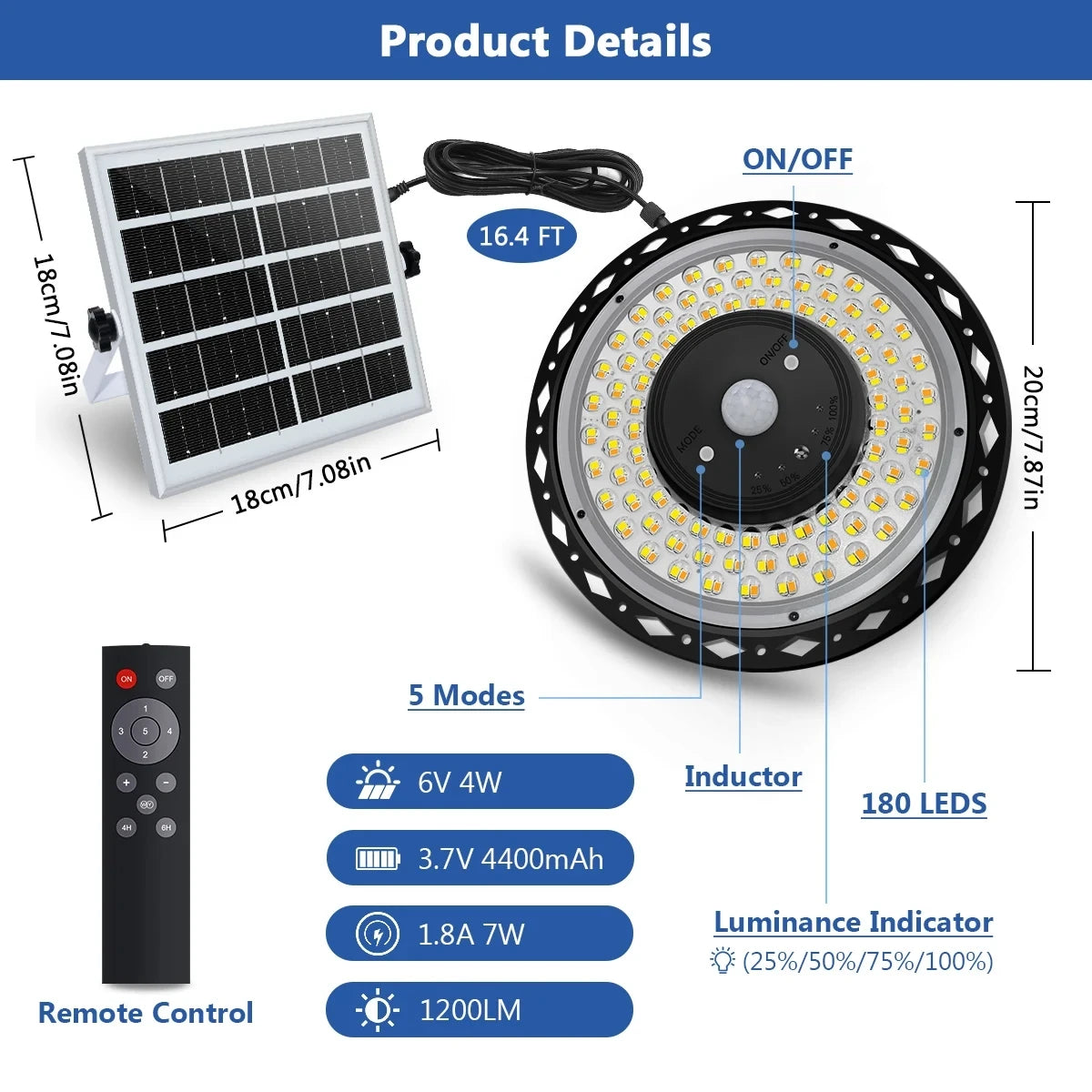Dual Head Solar Light Indoor Outdoor Solar Powered Shed Ligh